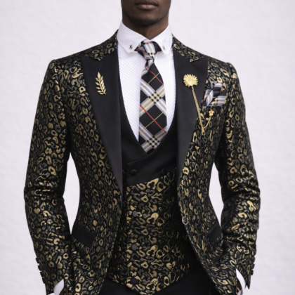 Cosutme homme motif marron noir