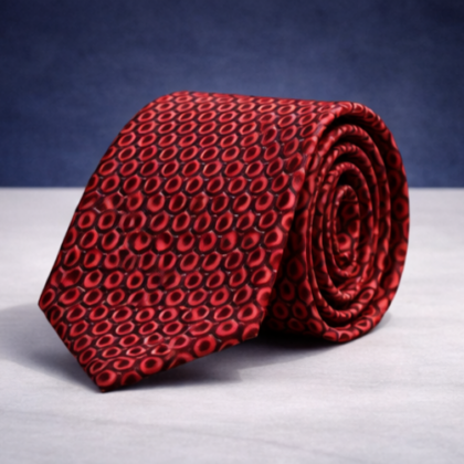 Cravate Élégante à Motifs Géométriques Rouges et Noirs
