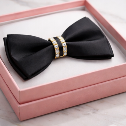 Nœud Papillon Bowtie Perfectionist - Noir avec Anneau Décoratif