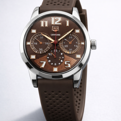 Montre Cerrone Élégance Sportive - Bracelet Silicone marron