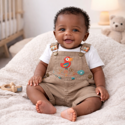 Salopettes à Thème Animaux (Gris et Beige)