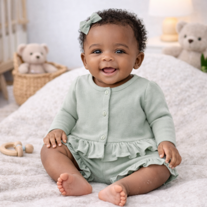 Ensemble Fille 6 Mois – Haut à Volants et Short Coordonné