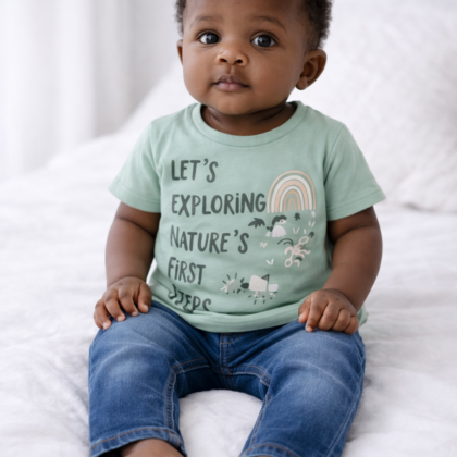 Ensemble Garçon 6/9 Mois – T-shirt Vert et Jean Bleu