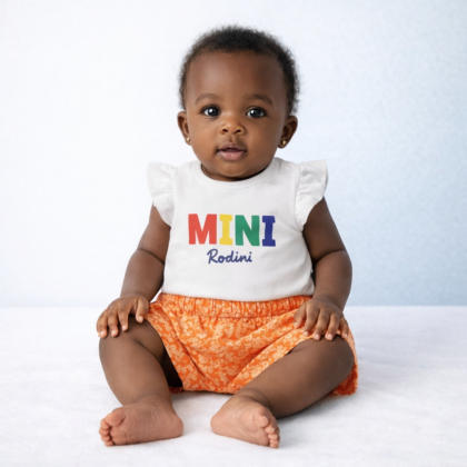 Ensemble Fille 3 Mois – T-shirt “Mini Fashion” et Short Orange (Occasion)