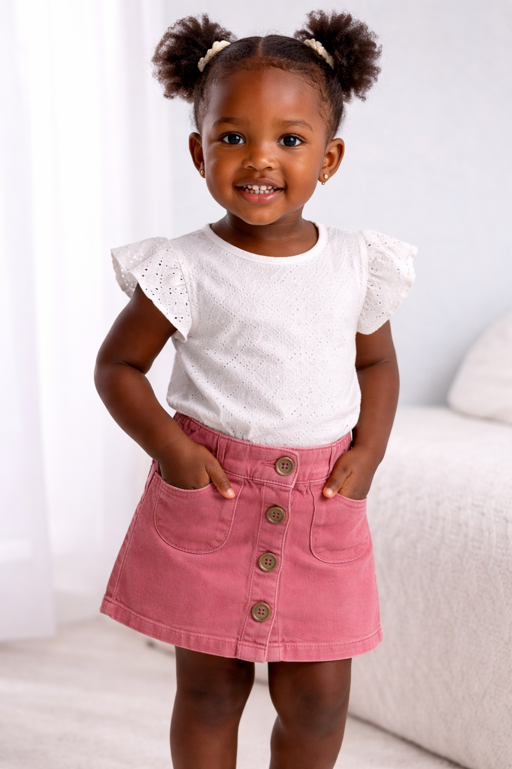 Jupe Fille 3 Ans – Velours Rouge à Boutons (occasion)