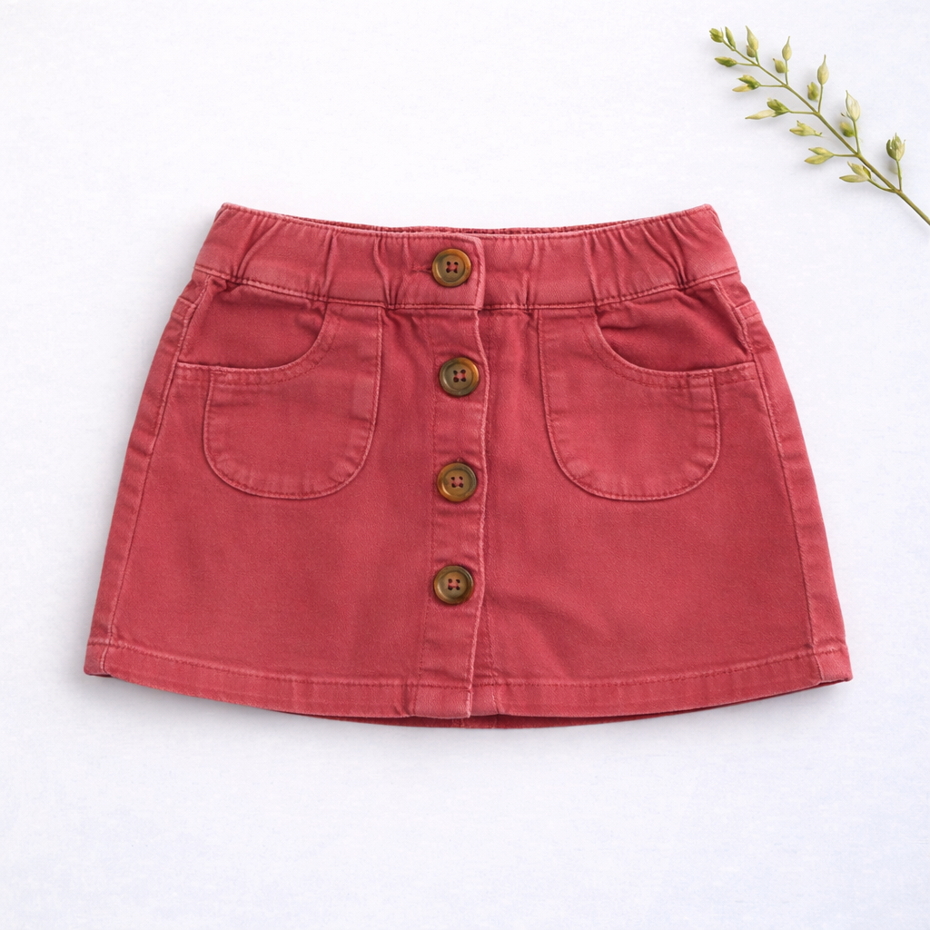 Jupe Fille 3 Ans – Velours Rouge à Boutons (occasion)